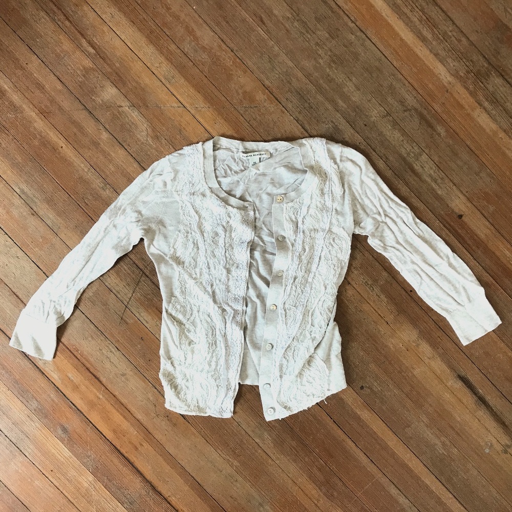 Banana Republic cream cardigan with lace